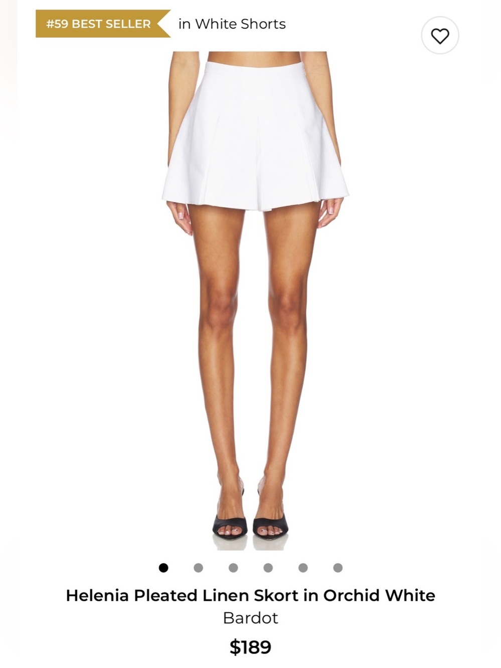 Bardot White Pleated Linen Skort
